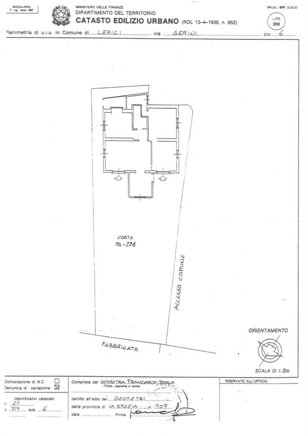 Villa bifamiliare a Lerici con 5 locali di 125 m2 - PIANTINA